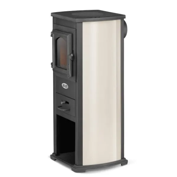 New EKONOMIK LUX Multifunktionel Træbrændeovn - 6,6 kW, Kogeplade, Rød/Beige/Antracit Brændeovne