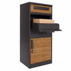 New Ekstra Stor Antracit Trælook Stål Pakkepostkasse til Sikker Online Shopping Levering Postkasser & Brevindkast