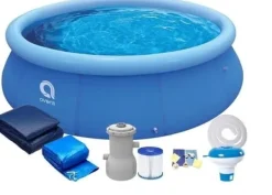 Best Ekstra Stor Oppustelig Pool med Filterpumpe, Overdækning og Tilbehør – 305 cm Diameter, 3618 L Kapacitet Pooler