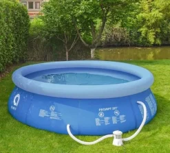 Best Ekstra Stor Oppustelig Pool med Filterpumpe, Overdækning og Tilbehør – 305 cm Diameter, 3618 L Kapacitet Pooler
