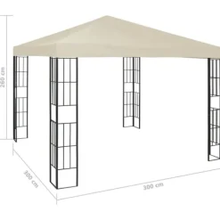 Clearance Elegant paviljong för uterum - Partytält 3x3 m | Färg: Gräddvit | Storlek: 3x3 m Telte & Lysthuse
