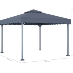 Telte & Lysthuse^Elegant pavillon i aluminium - Solafskærmning til udendørsbegivenheder | Størrelse: 300x300 cm | Farve: Antracitgrå