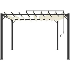 Elegant pavillon 3x3 m med justerbart lameltag | Farve: Creme | Materiale: Aluminium og stof Buer, Spalier, Lysthuse Uden Tag