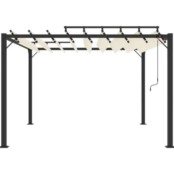 Elegant pavillon 3x3 m med justerbart lameltag | Farve: Creme | Materiale: Aluminium og stof Buer, Spalier, Lysthuse Uden Tag