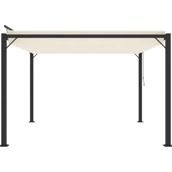 Elegant pavillon 3x3 m med justerbart lameltag | Farve: Creme | Materiale: Aluminium og stof Buer, Spalier, Lysthuse Uden Tag