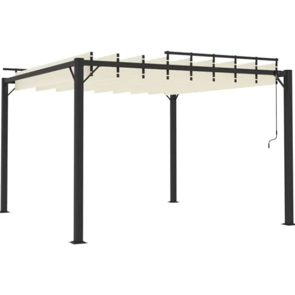 Elegant pavillon 3x3 m med justerbart lameltag | Farve: Creme | Materiale: Aluminium og stof Buer, Spalier, Lysthuse Uden Tag