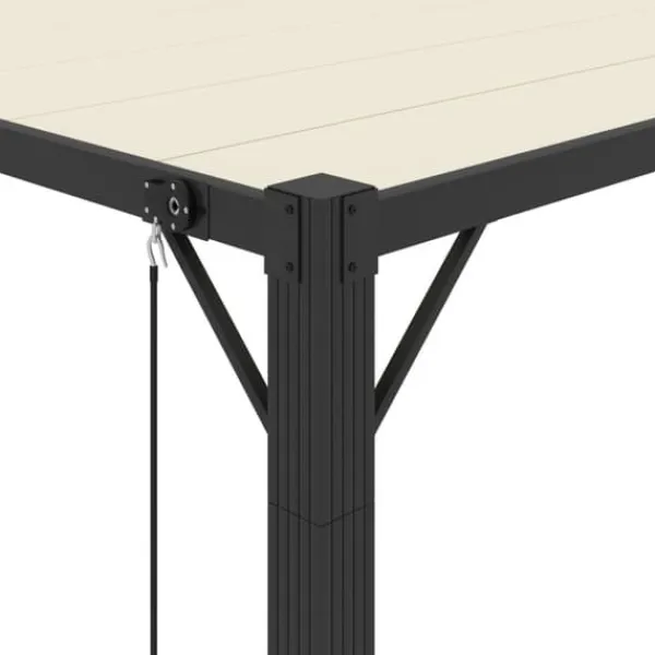 Elegant pavillon 3x3 m med justerbart lameltag | Farve: Creme | Materiale: Aluminium og stof Buer, Spalier, Lysthuse Uden Tag