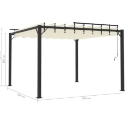 Elegant pavillon 3x3 m med justerbart lameltag | Farve: Creme | Materiale: Aluminium og stof Buer, Spalier, Lysthuse Uden Tag