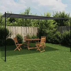 New Elegant 4x4 m Pavillon - Vandafvisende Polyester og Stål | Farve: Antracitgrå | 180 g/m² Buer, Spalier, Lysthuse Uden Tag