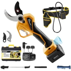 Haveværktøj^Elektrisk Beskærer, 21V 4Ah Batteri, Justerbar Kæbe, 1050W Effekt,GUL/BLACK