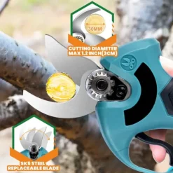 Outlet Elektrisk beskærersaks, børsteløs 1200W/30 mm, trådløs, kompatibel med Makita 18V-batterier, 2x batteri, gul/sort Haveværktøj