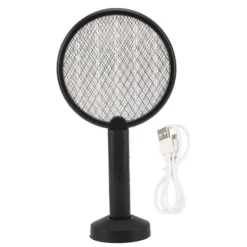 Fluesmækkere^Elektrisk Bug Swatter USB Opladning Rund Flue Killer til Courtyard Kitchen Sort