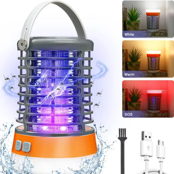 Elektrisk insektdræber, 5W 2000V mygdræber campinglampe, 3 lystilstande UV-myggelampe, IP66 vandtæt myggefælde, USB-myggedræber med rede Insektmiddel & Dyreafvisende Middel