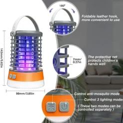 Elektrisk insektdræber, 5W 2000V mygdræber campinglampe, 3 lystilstande UV-myggelampe, IP66 vandtæt myggefælde, USB-myggedræber med rede Insektmiddel & Dyreafvisende Middel