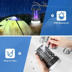 Elektrisk insektdræber, 5W 2000V mygdræber campinglampe, 3 lystilstande UV-myggelampe, IP66 vandtæt myggefælde, USB-myggedræber med rede Insektmiddel & Dyreafvisende Middel
