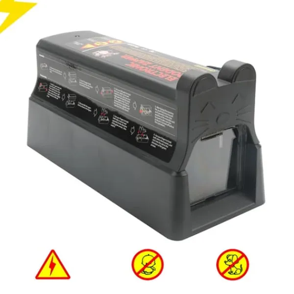 Sale Elektrisk rottefælde - Elektronisk muse- og rottefælde - 220V 60Hz - Elstød 7000V - Adapter 6V/1A - Plast - Sort Skadedyrsfælder
