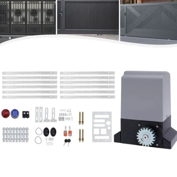 Skure, Garager & Carports^Elektrisk skydeportåbner - automatisk portmotorsæt - 370–750 W - 6 m skinne - 800–1600 kg - 220 V - lysegul