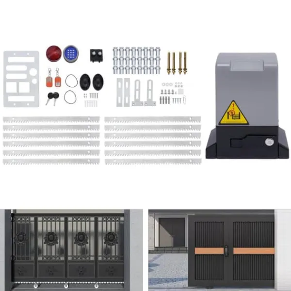 Elektrisk skydeportsåbner - 550 W Motor - 1200 kg Kapacitet - Fjernbetjening - Til Tunge Skydeporte - CE-godkendt - Mørkegrå Skure, Garager & Carports
