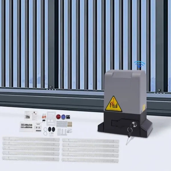Elektrisk skydeportsåbner - 550 W Motor - 1200 kg Kapacitet - Fjernbetjening - Til Tunge Skydeporte - CE-godkendt - Mørkegrå Skure, Garager & Carports
