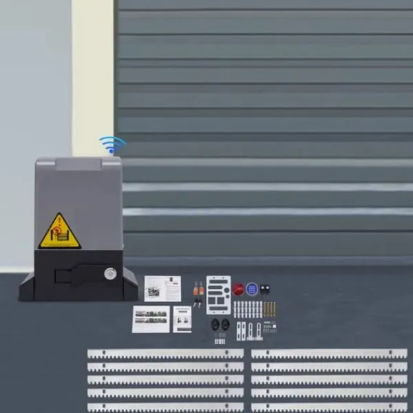 Elektrisk skydeportsåbner - 550 W Motor - 1200 kg Kapacitet - Fjernbetjening - Til Tunge Skydeporte - CE-godkendt - Mørkegrå Skure, Garager & Carports