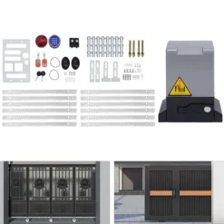 Elektrisk skydeportsåbner - 550 W Motor - 1200 kg Kapacitet - Fjernbetjening - Til Tunge Skydeporte - CE-godkendt - Mørkegrå Skure, Garager & Carports