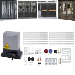 Elektrisk skydeportsåbner - 550 W Motor - 1200 kg Kapacitet - Fjernbetjening - Til Tunge Skydeporte - CE-godkendt - Mørkegrå Skure, Garager & Carports