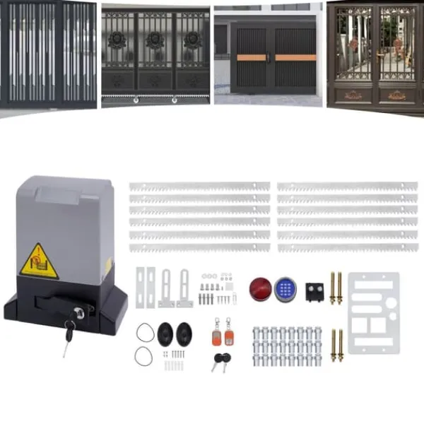Elektrisk skydeportsåbner - 550 W Motor - 1200 kg Kapacitet - Fjernbetjening - Til Tunge Skydeporte - CE-godkendt - Mørkegrå Skure, Garager & Carports