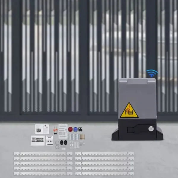 Elektrisk skydeportsåbner - 550 W Motor - 1200 kg Kapacitet - Fjernbetjening - Til Tunge Skydeporte - CE-godkendt - Mørkegrå Skure, Garager & Carports