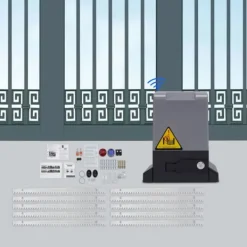 Elektrisk skydeportsåbner - 550 W Motor - 1200 kg Kapacitet - Fjernbetjening - Til Tunge Skydeporte - CE-godkendt - Mørkegrå Skure, Garager & Carports