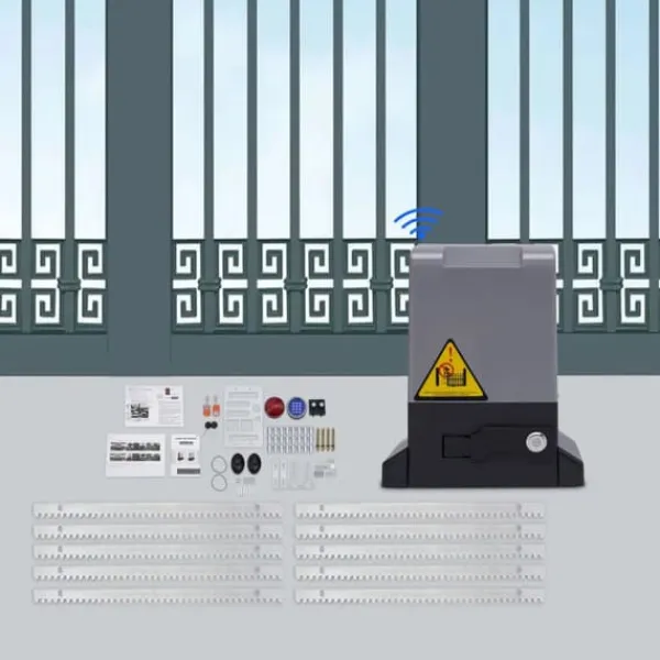 Elektrisk skydeportsåbner - 550 W Motor - 1200 kg Kapacitet - Fjernbetjening - Til Tunge Skydeporte - CE-godkendt - Mørkegrå Skure, Garager & Carports