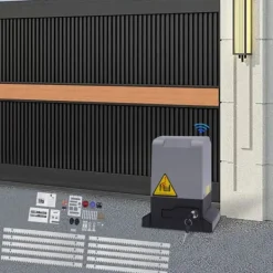 Elektrisk skydeportsåbner - 550 W Motor - 1200 kg Kapacitet - Fjernbetjening - Til Tunge Skydeporte - CE-godkendt - Mørkegrå Skure, Garager & Carports