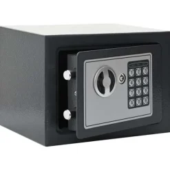 Pengeskabe^Elektronisk pengeskab med lås - Sikker opbevaring | Farve: Mørkegrå | Størrelse: 23x17x17 cm