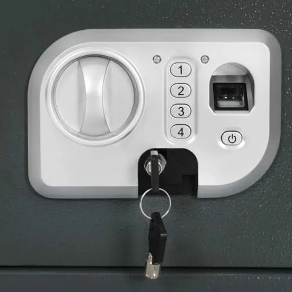 Pengeskabe^Elektronisk pengeskab med lås - Robust stål | Farve: Mørkegrå | Størrelse: 25x35x25 cm