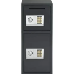 Sale Elektronisk pengeskab med lås - Stål | Farve: Mørkegrå | Størrelse: 35x31x80 cm Pengeskabe