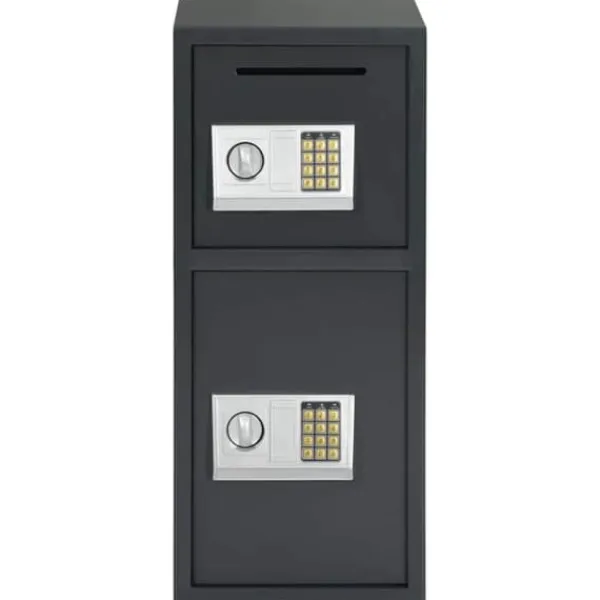 Sale Elektronisk pengeskab med lås - Stål | Farve: Mørkegrå | Størrelse: 35x31x80 cm Pengeskabe