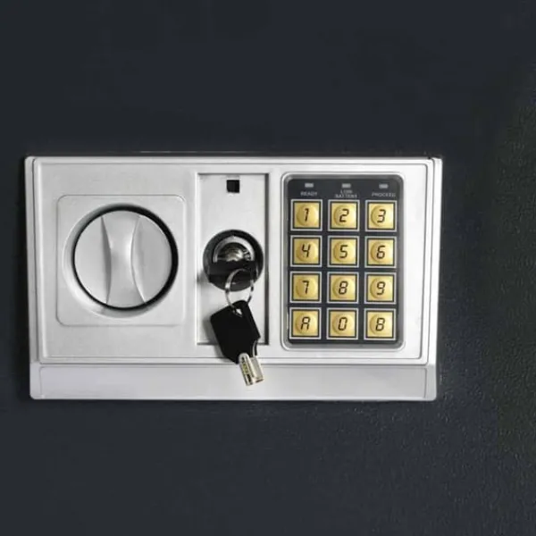 Sale Elektronisk pengeskab med lås - Stål | Farve: Mørkegrå | Størrelse: 35x31x80 cm Pengeskabe