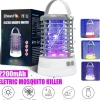 Insektmiddel & Dyreafvisende Middel^Elfeland 500-1000V Power Grid LED Elektrisk Mosquito Killer Light med UV-lys Myggefælde Udendørs IP65 Vandtæt USB Genopladelig （Grå / sort）