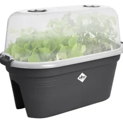 ELHO - Gb Balconniere Set De Cult 55 - Living Black - L 55 x B 28,5 x H 25 cm - Balkong - 100% återvunnet Kit Til Plante- & Urtedyrkning