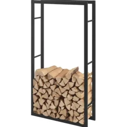 Hot ® Brændeholder - brændestativ - 80x150x25cm - stål - sort Tilbehør Til Brændeovne & Pejse