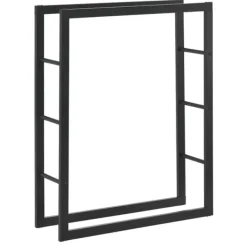 [en.casa] Tilbehør Til Brændeovne & Pejse^® Brændeholder - brændestativ - 80x100x25cm - stål - sort