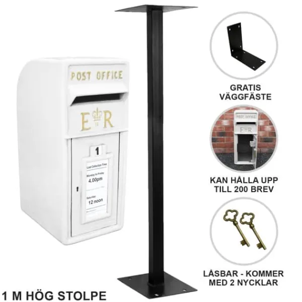 Discount Engelsk postkasse med stativ - hvid | MonsterShop Postkasser & Brevindkast
