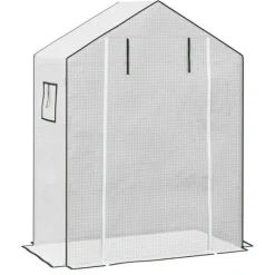 Sale Erstatningsfolie PE 140x73x190 cm, UV-beskyttelse, rulleport & sidevinduer – til drivhus/tomathus, hvid Drivhus