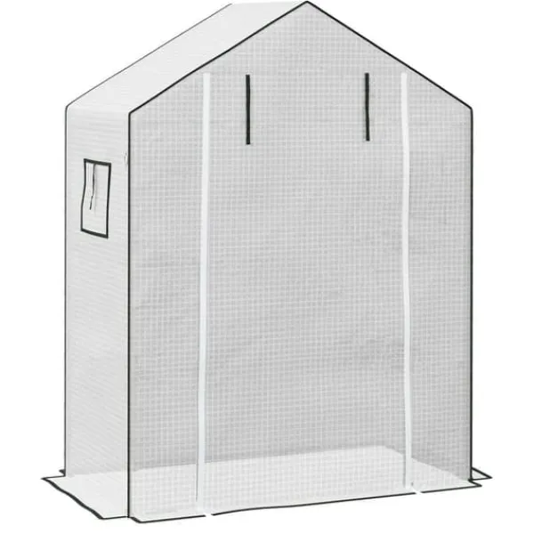 Sale Erstatningsfolie PE 140x73x190 cm, UV-beskyttelse, rulleport & sidevinduer – til drivhus/tomathus, hvid Drivhus