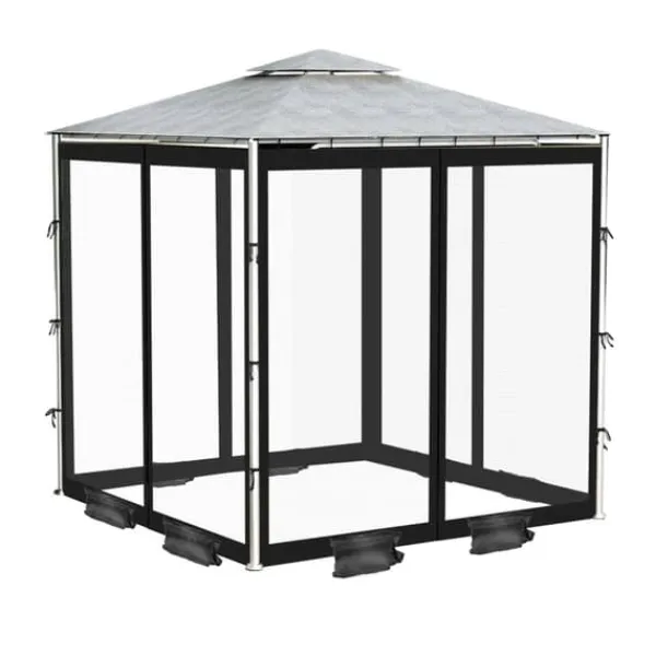 Online Erstatningsmyggenet, fire-dørs, insekticidbehandlet, universel pasform,Sort, 300x300x230cm Telte & Lysthuse