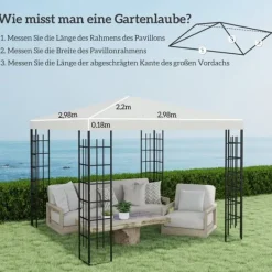 Telte & Lysthuse^Erstatningstag til pavillon 3x3 m, vandtæt, oxford 370 g/m², lysegrå