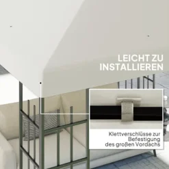 Telte & Lysthuse^Erstatningstag til pavillon 3x3 m, vandtæt, oxford 370 g/m², lysegrå