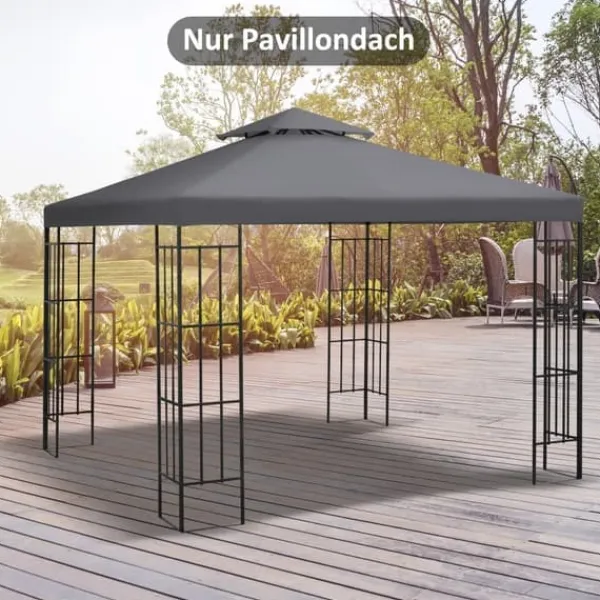 Outlet Erstatningstag 3x3 m til metalpavillon, vejrbestandigt polyester, mørkegrå Telte & Lysthuse