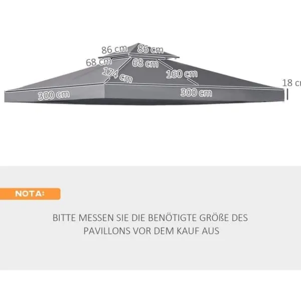 Outlet Erstatningstag 3x3 m til metalpavillon, vejrbestandigt polyester, mørkegrå Telte & Lysthuse