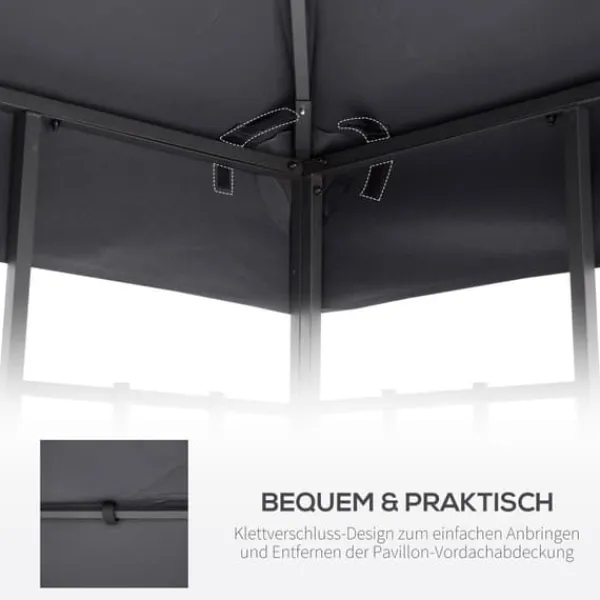 Outlet Erstatningstag 3x3 m til metalpavillon, vejrbestandigt polyester, mørkegrå Telte & Lysthuse