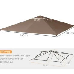 Telte & Lysthuse^Erstatningstag 2,93x2,93 m til pavillon, polyester, kaffe